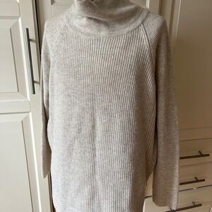 Vince cashmere wool oatmeal beige mock sweater with two side zippers M